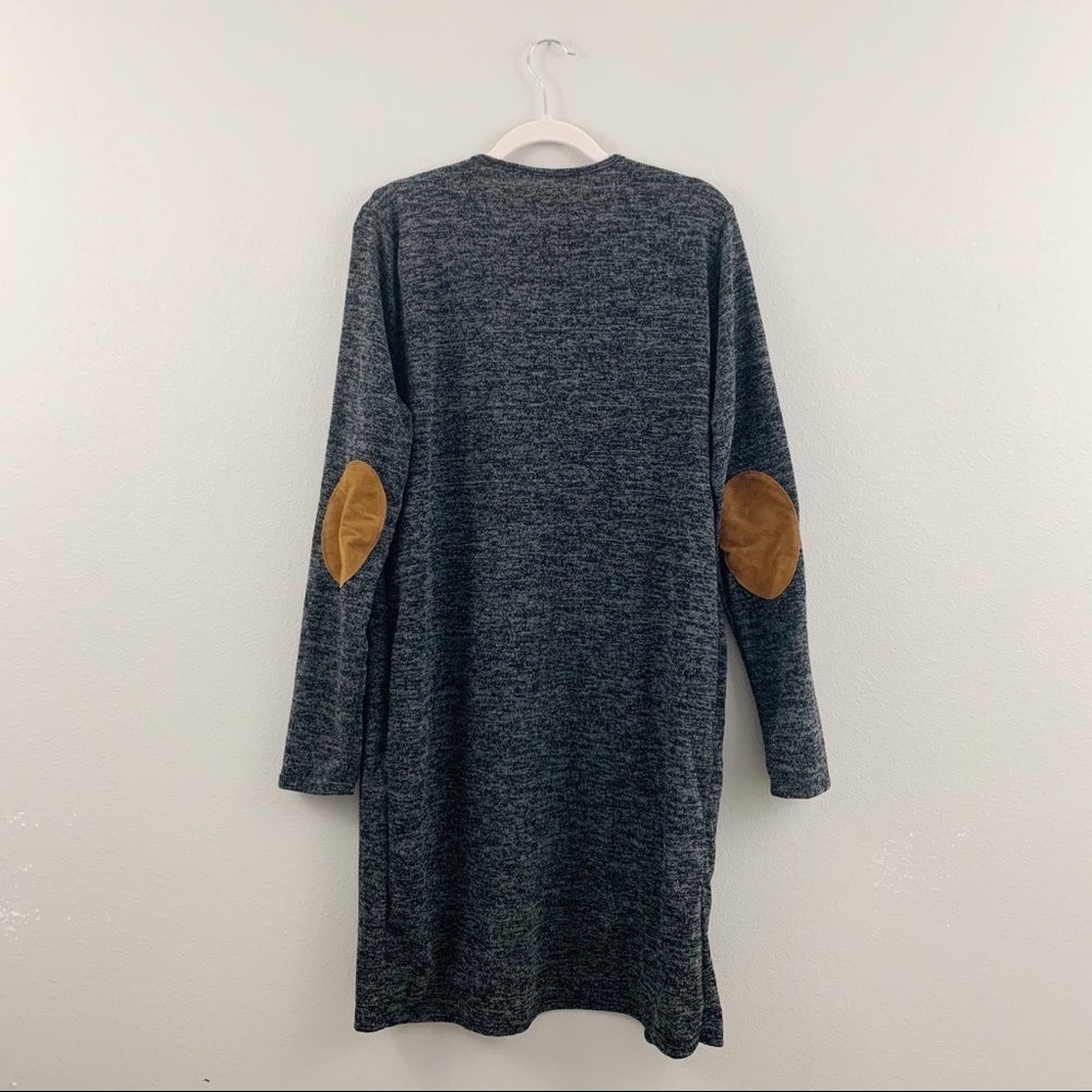Charcoal Gray Cardigan with Brown Elbow Patch - Picture 3 of 8
